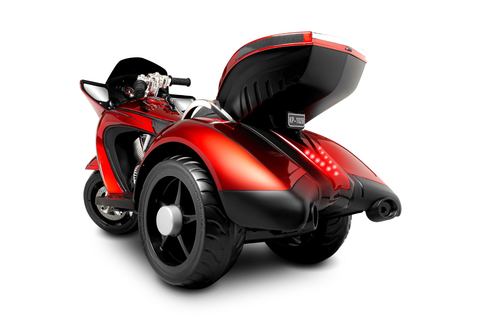 Large Motorcycle Tricycle Battery Operated 12V 7AH Soft Wheels EVA Leather Manufacturer code Trójkołowy motor na akumulator