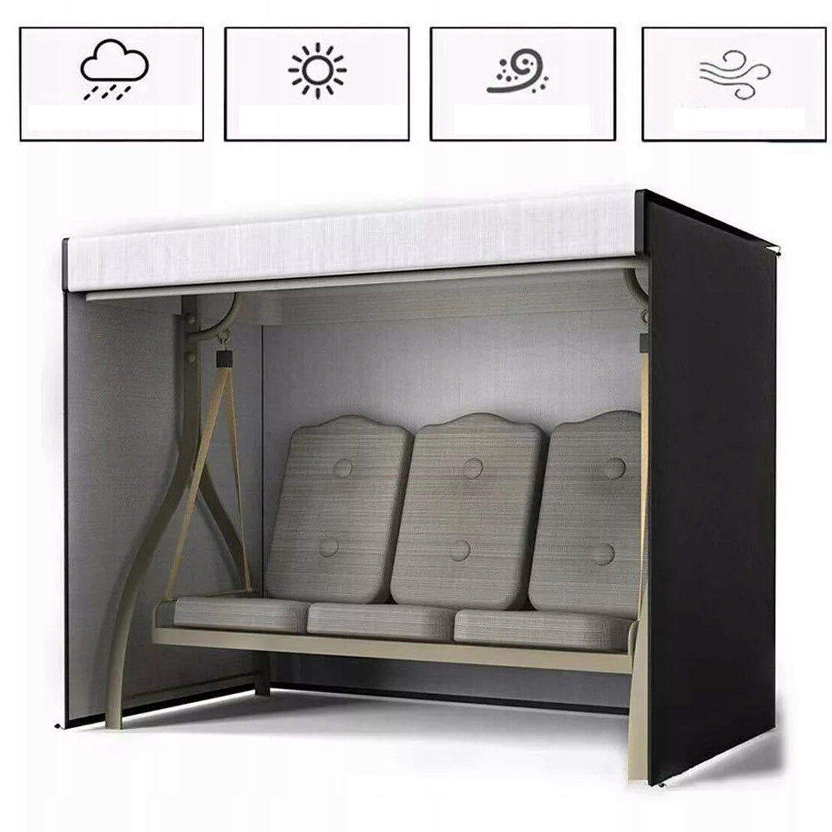 Large Protective Garden Swing Cover Locks Waterproof 220x170cm Length 220 cm