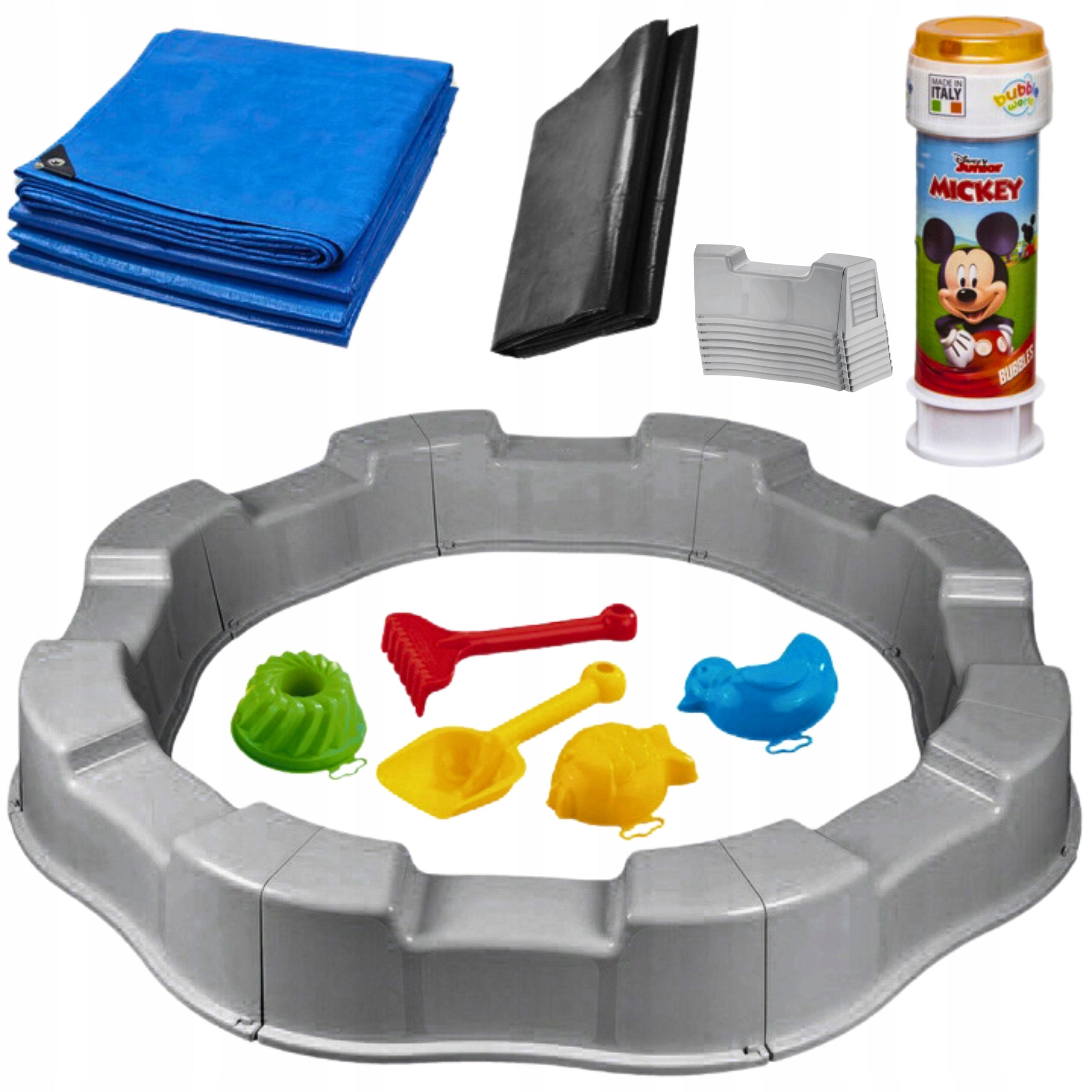 Large Sandbox Grey Plastic 12m + Length 160Cm +FREEBIE Gift Toys