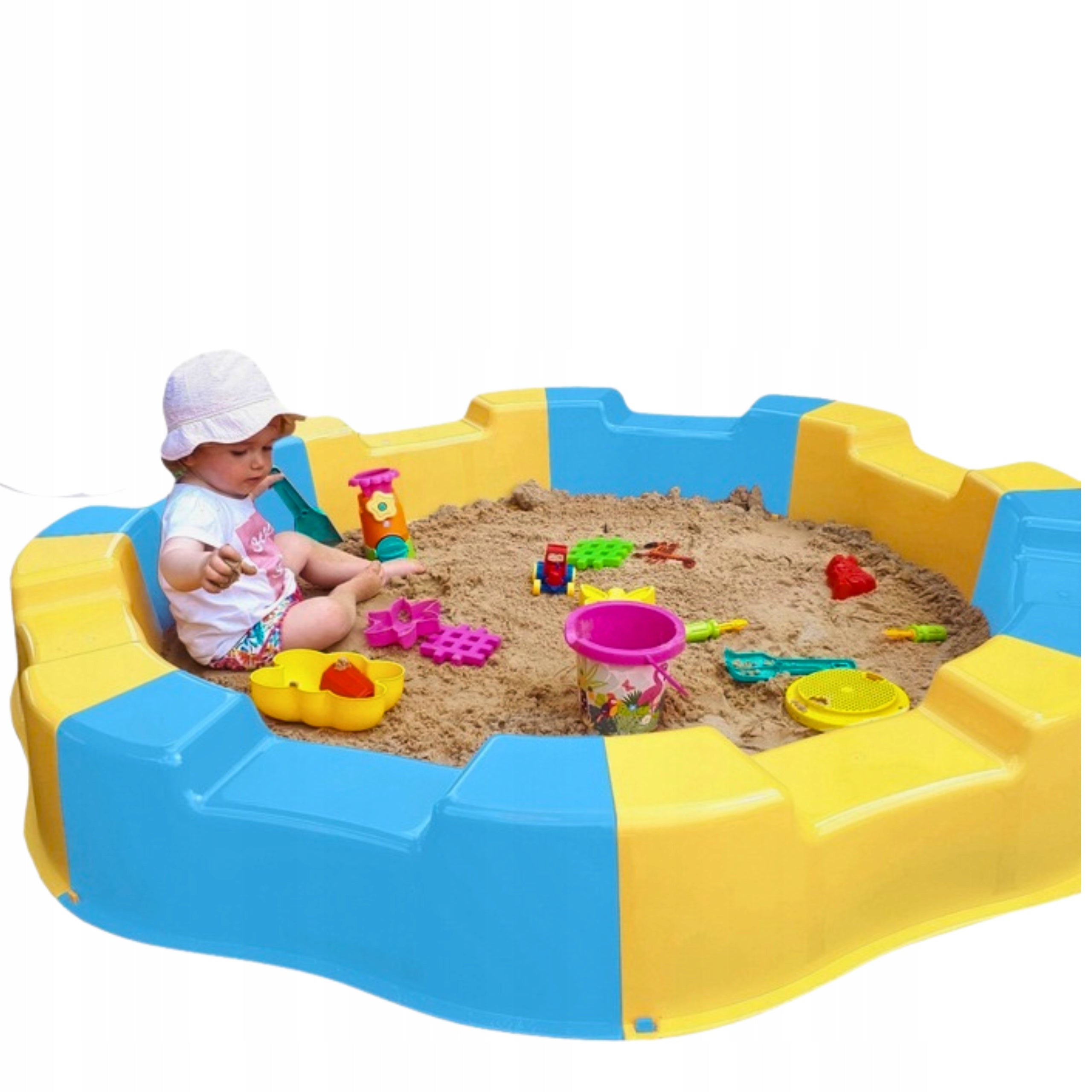 Large Sandbox Yellow Grey Plastic 12m + Length 160Cm + FREEBIE Toys Packaging status original