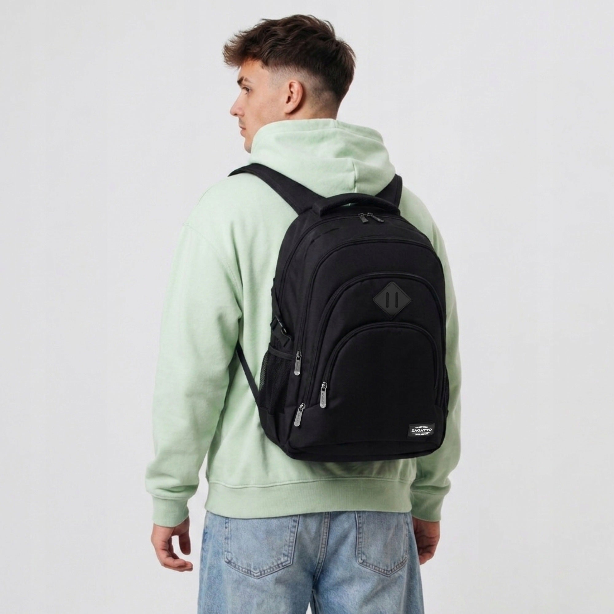 Large School Backpack Men's Black Sports with Laptop Space 17" ZAGATTO Manufacturer code ZG866