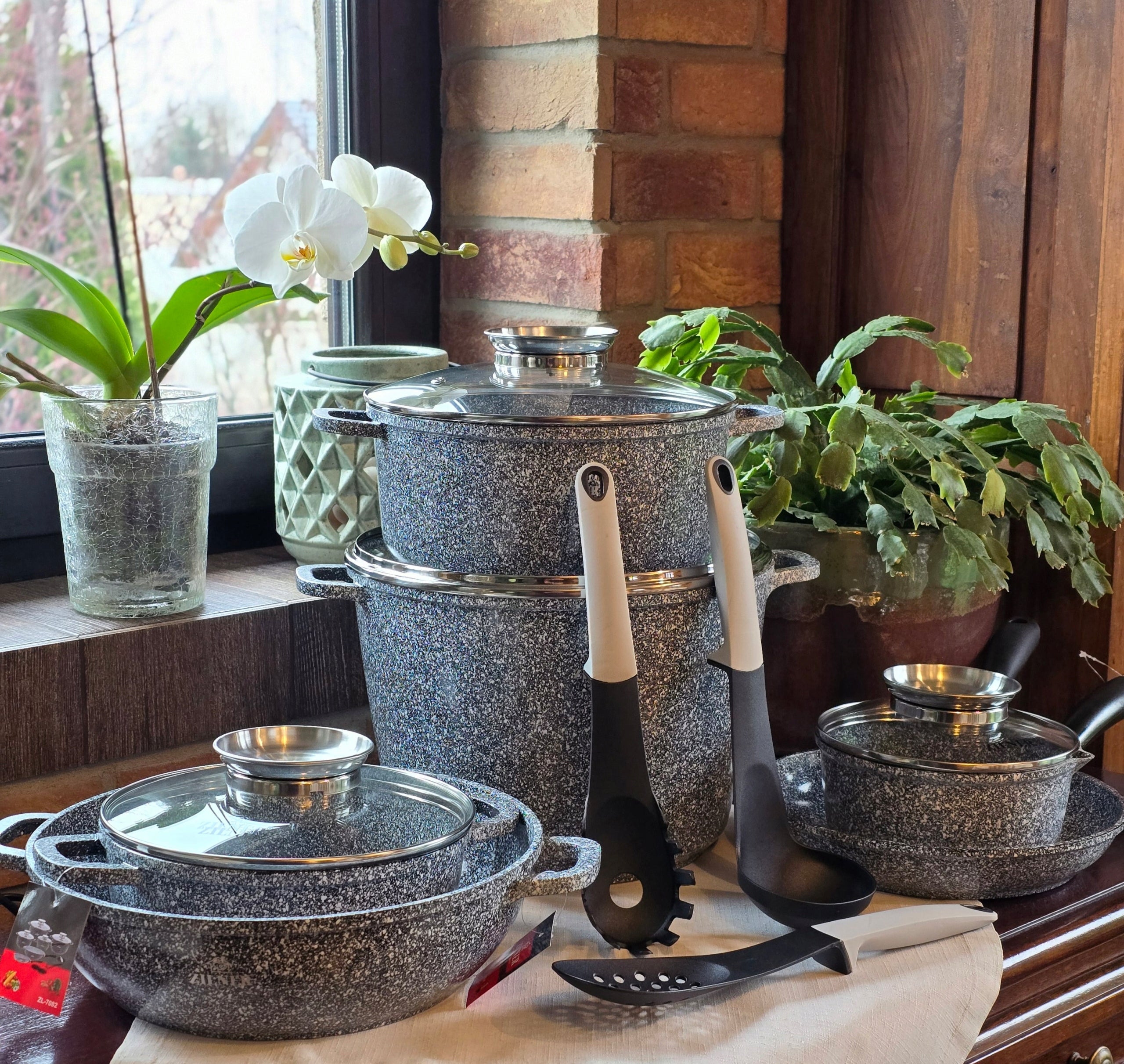 Large Set of Zilner Pots 17 Marble Elements- For Gas For Induction Line ZILNER PREMIUM PRODUCTS BEST SELLER