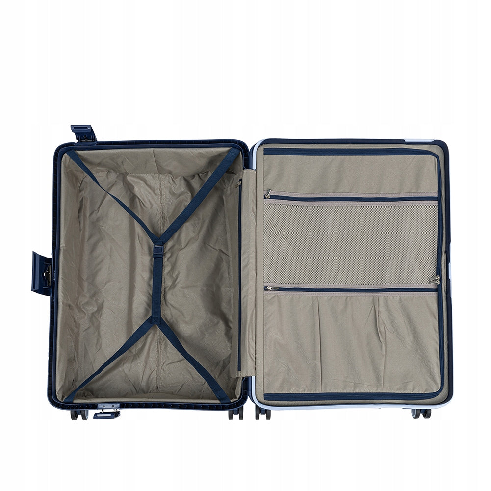 Large Travel Suitcase On Wheels Hard Buckles PUCCINI Navy Blue PP022A 7A Model Osaka