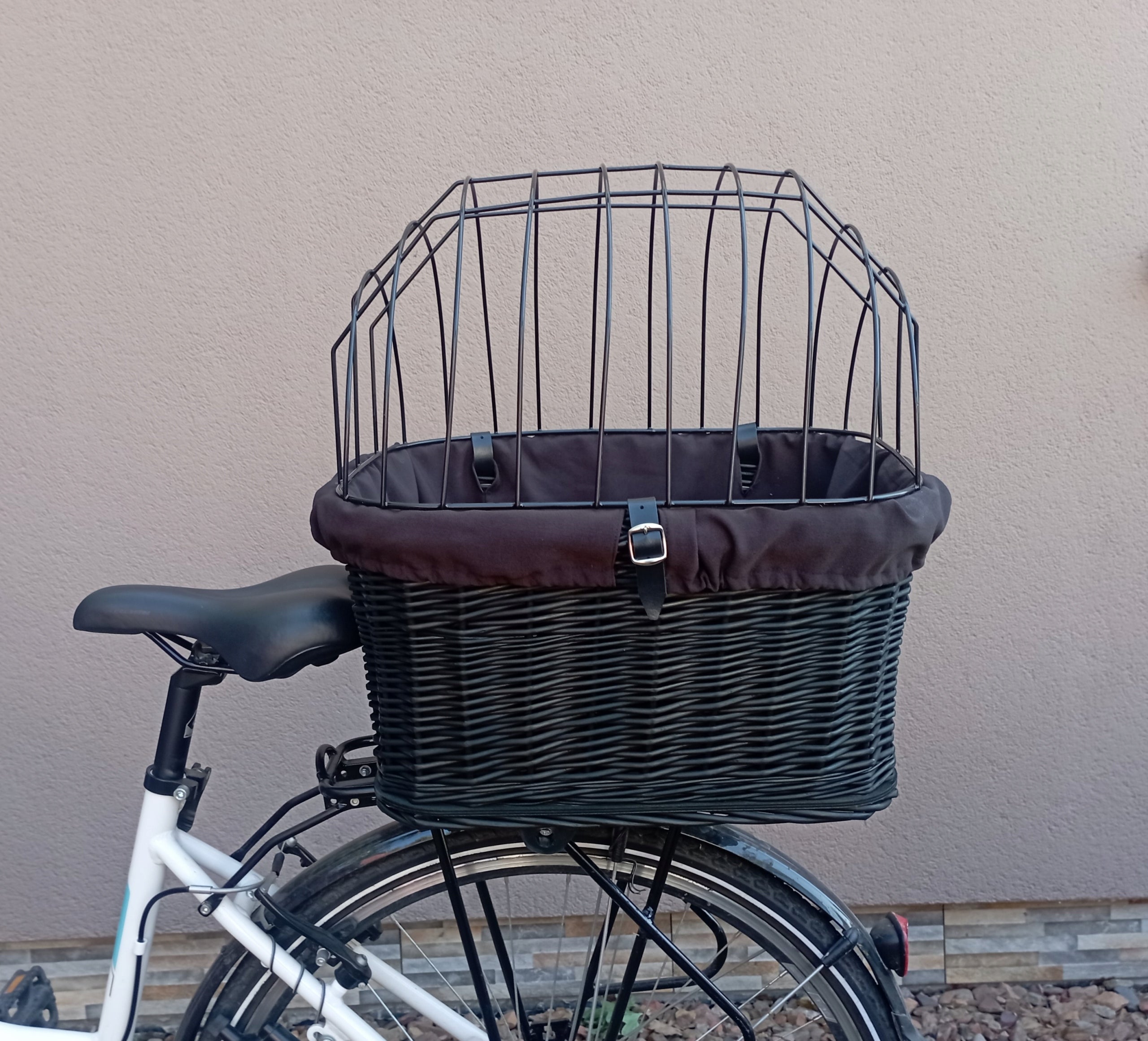 Large Wicker Basket for Bike Dog Luggage Rack with Hem and Pillow Brand Wiklinowe-kosze