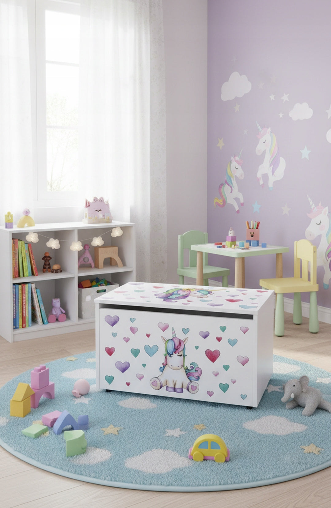 Large Wooden Toy Box - on Wheels 71x40 x46 cm Unicorn Manufacturer code 102/246243U