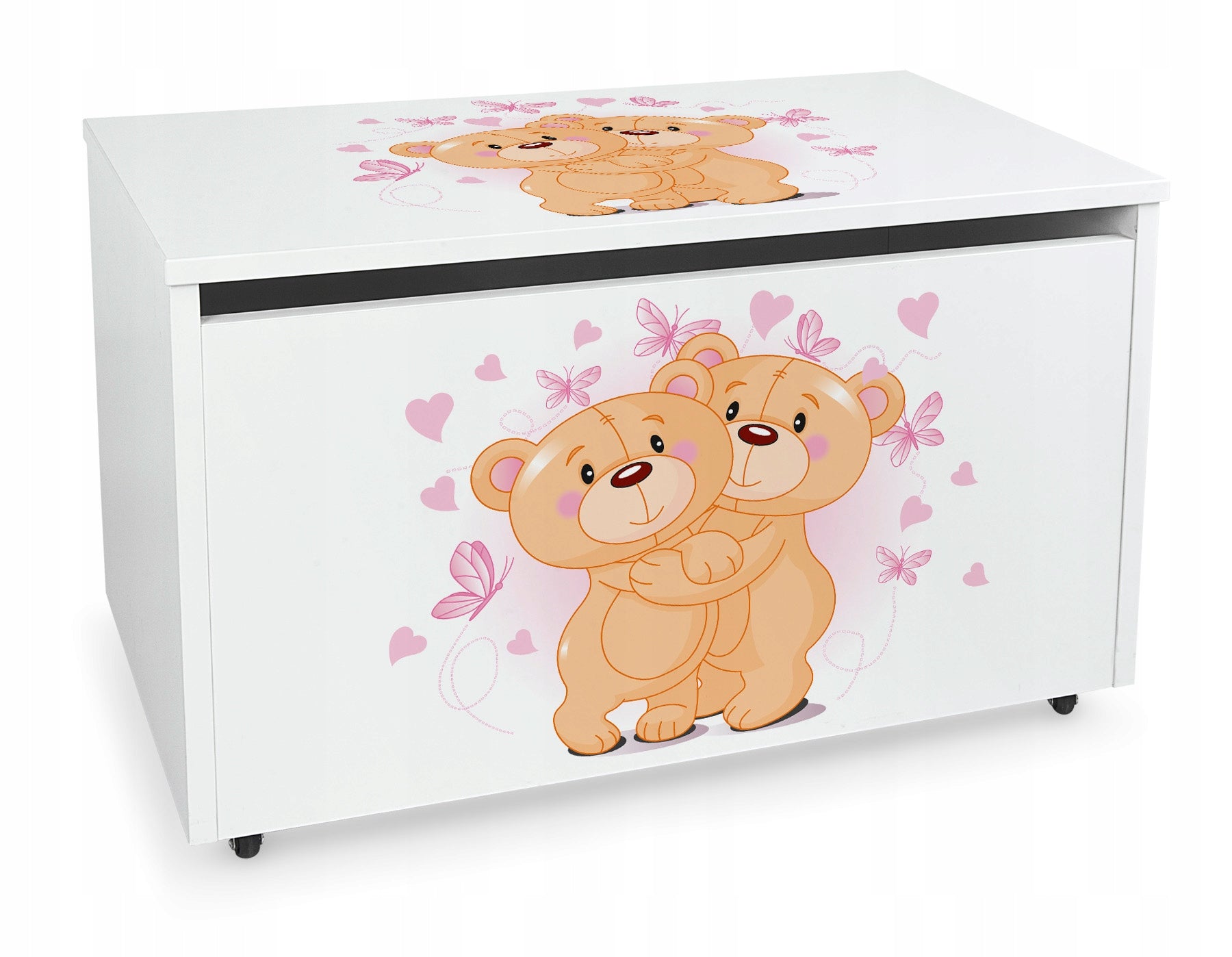 Large Wooden Toy Box - on Wheels 71x40 x46 cm, print Bears