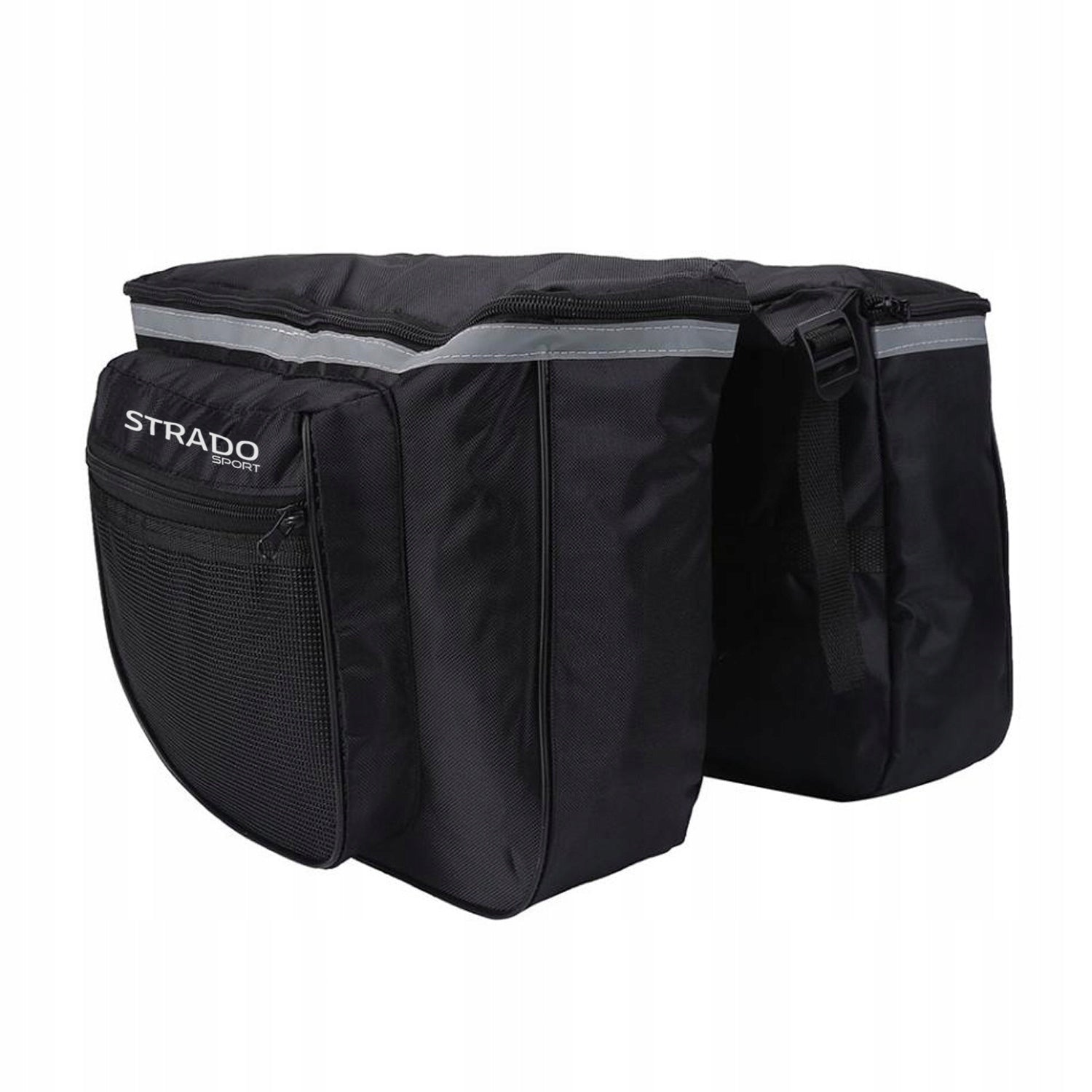 Large bicycle pouch bag for trunk double waterproof 4 compartments 28L Color black