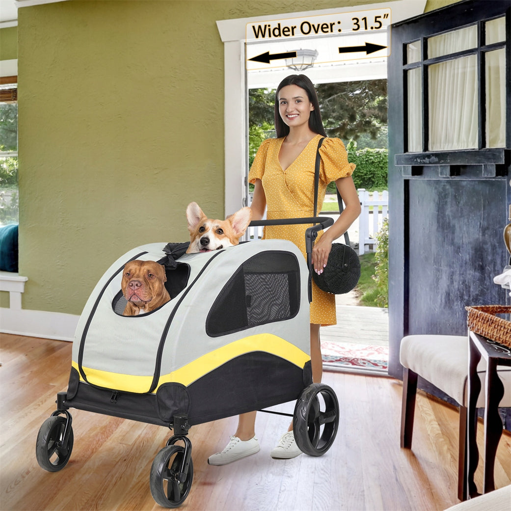 Large cat dog transporter trolley with partition for 2 dogs up to 42 kg 4 wheels Product height 112 cm