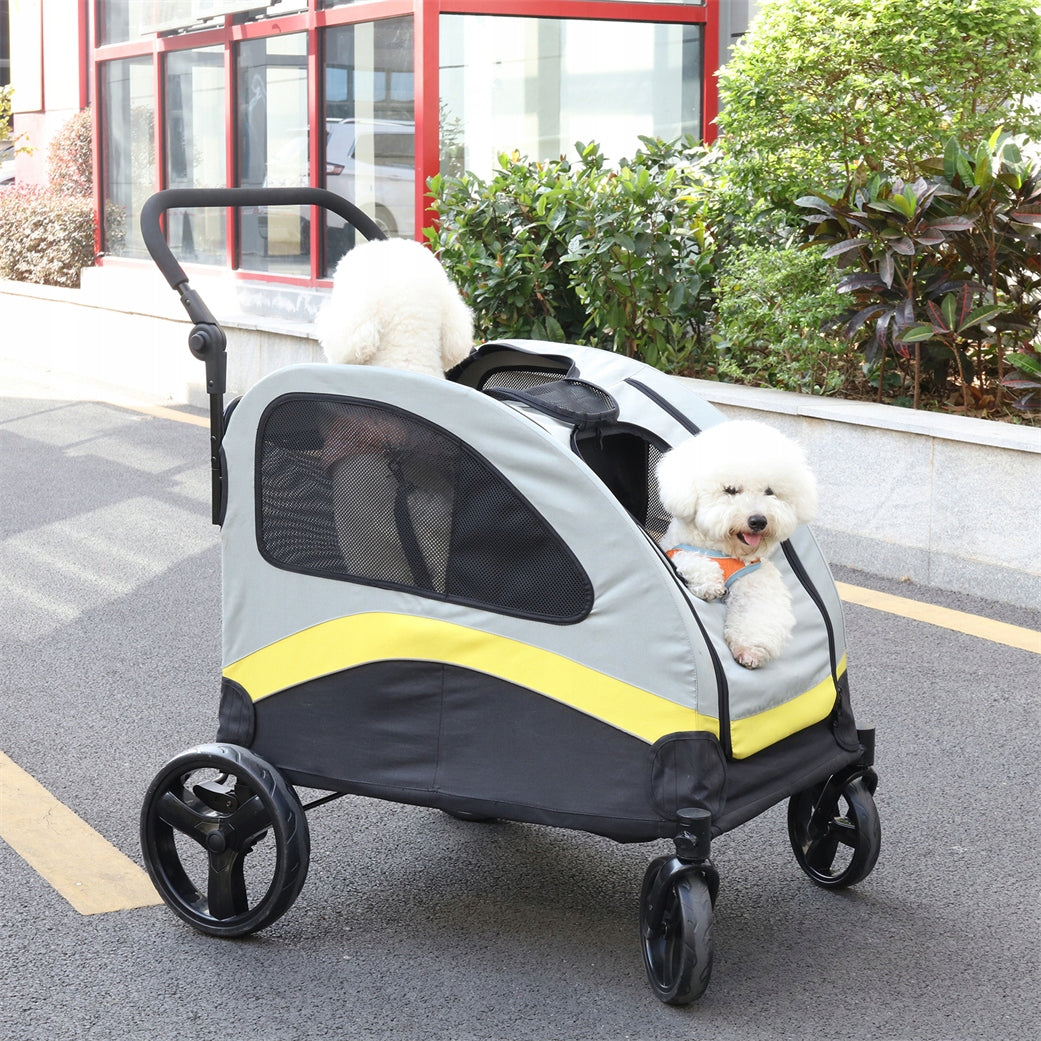 Large cat dog transporter trolley with partition for 2 dogs up to 42 kg 4 wheels Size L