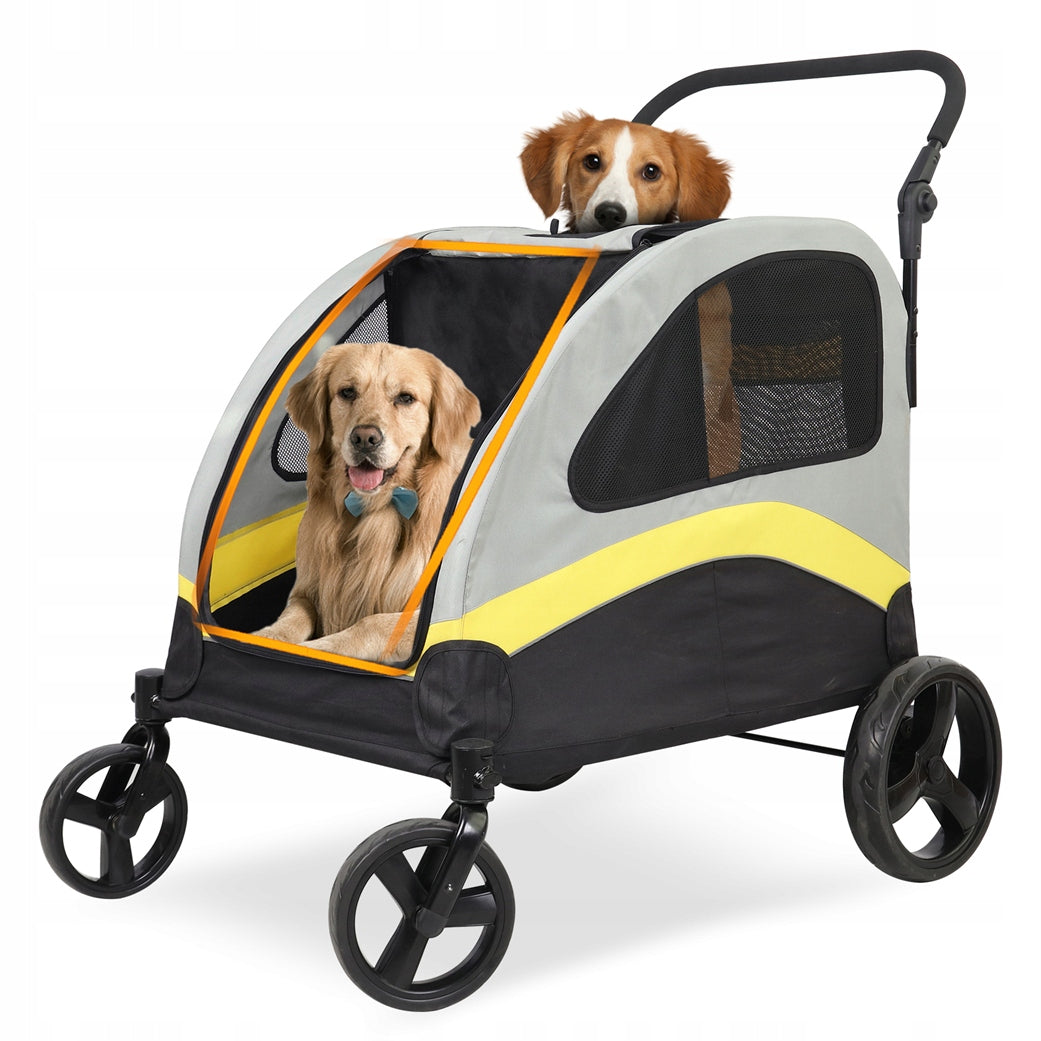 Large cat dog transporter trolley with partition for 2 dogs up to 42 kg 4 wheels
