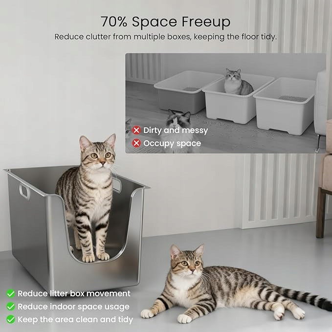 Large cat litter box PTLOM XL – stainless steel, high rim, open Trade name Kuweta dla kótw