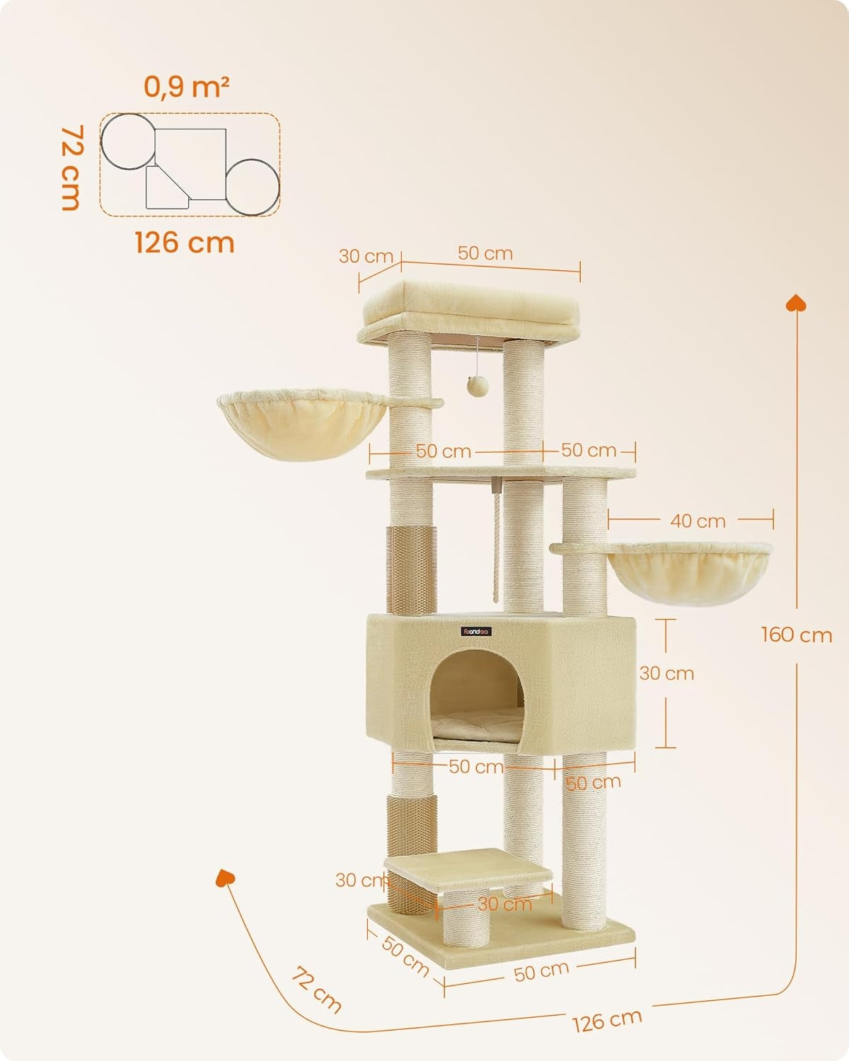 Large cat scratcher 160 cm sisal bed tower stable FEANDREA Manufacturer code PCT003Y01