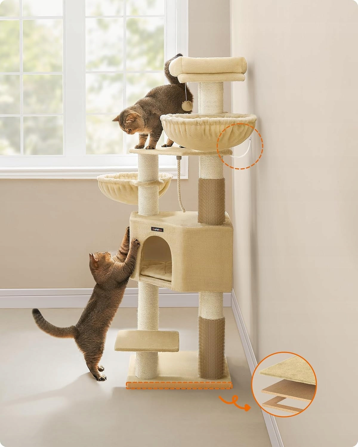 Large cat scratcher 160 cm sisal bed tower stable FEANDREA Packaging status original