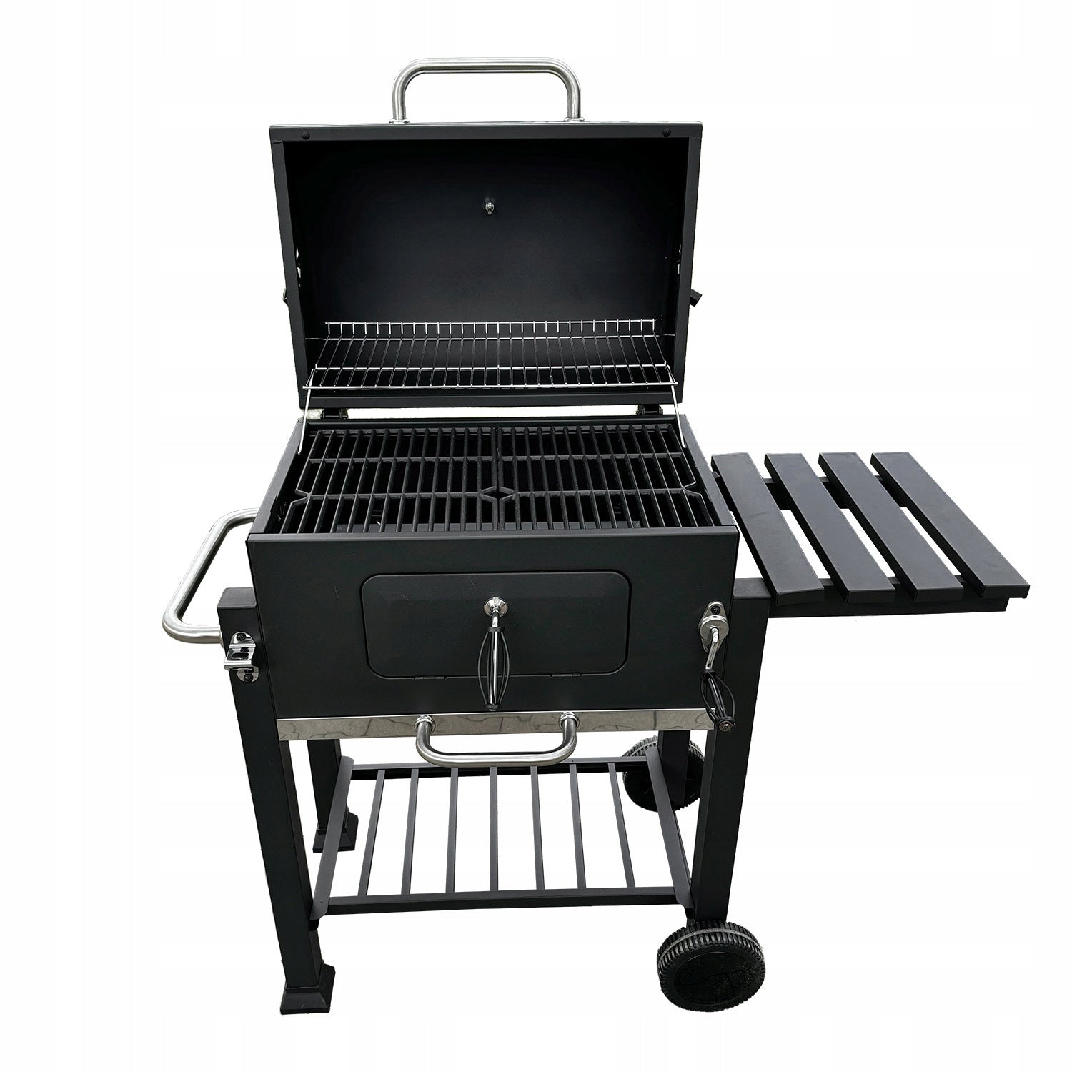 Large charcoal grill cast iron grate 113,5x50x107 cm garden XXL with lid Grate length 36 cm