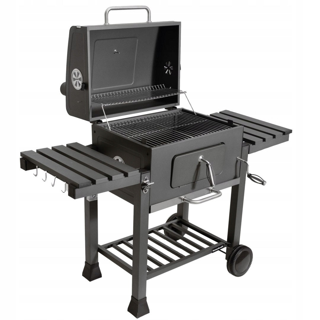 Large charcoal grill garden grate with cover ashtray thermometer opener B Manufacturer Bauerkraft