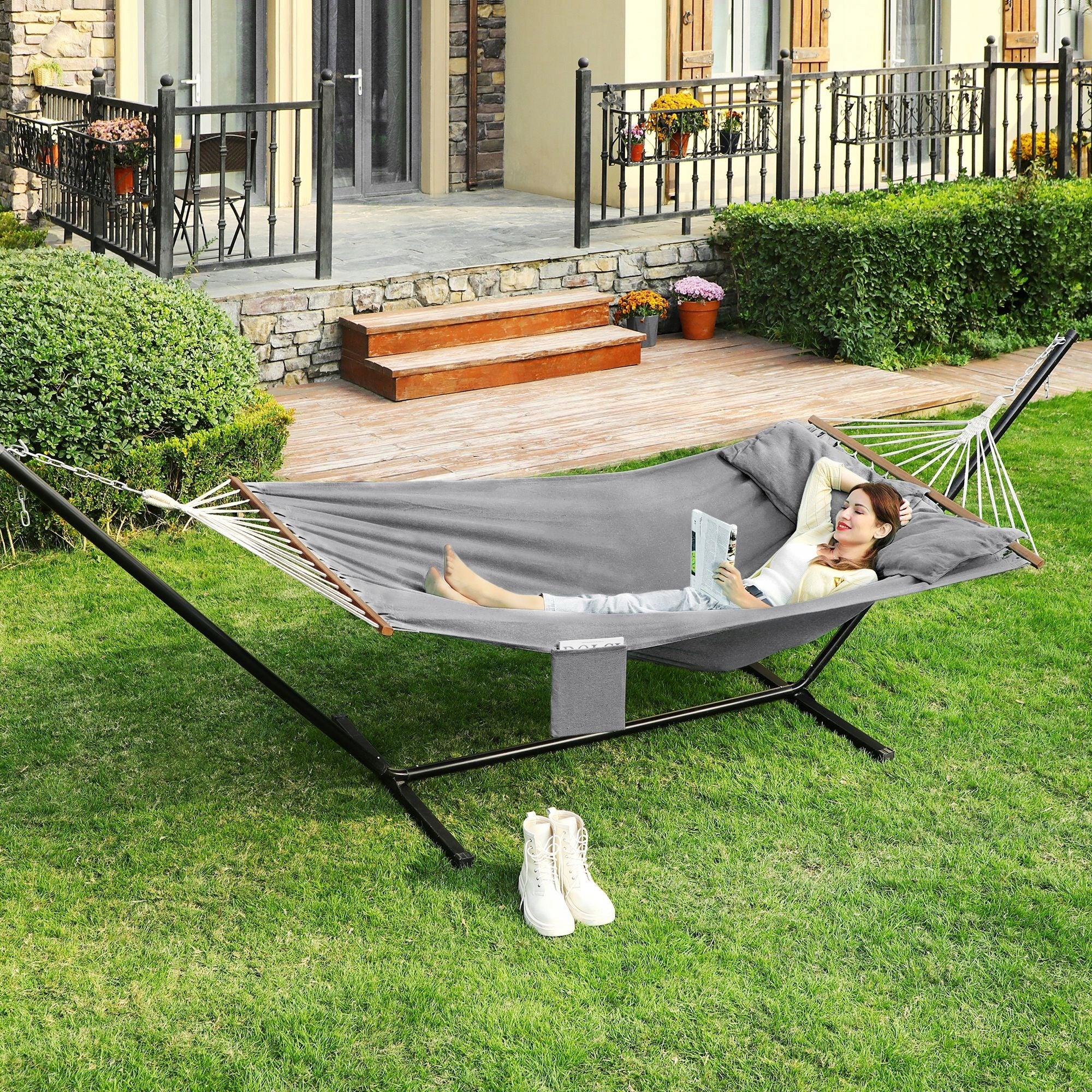 Large double garden hammock with 2 soft cushions and side pocket EAN (GTIN) 0194343021447