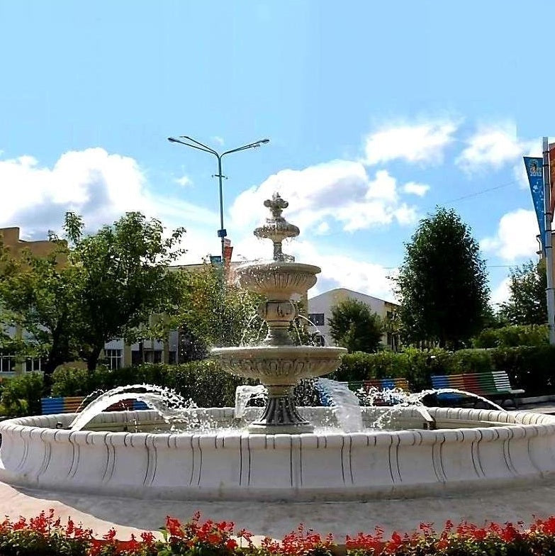 Large fountain 1001 + Fountain pond Bari Ø 600 cm conglomerate SET