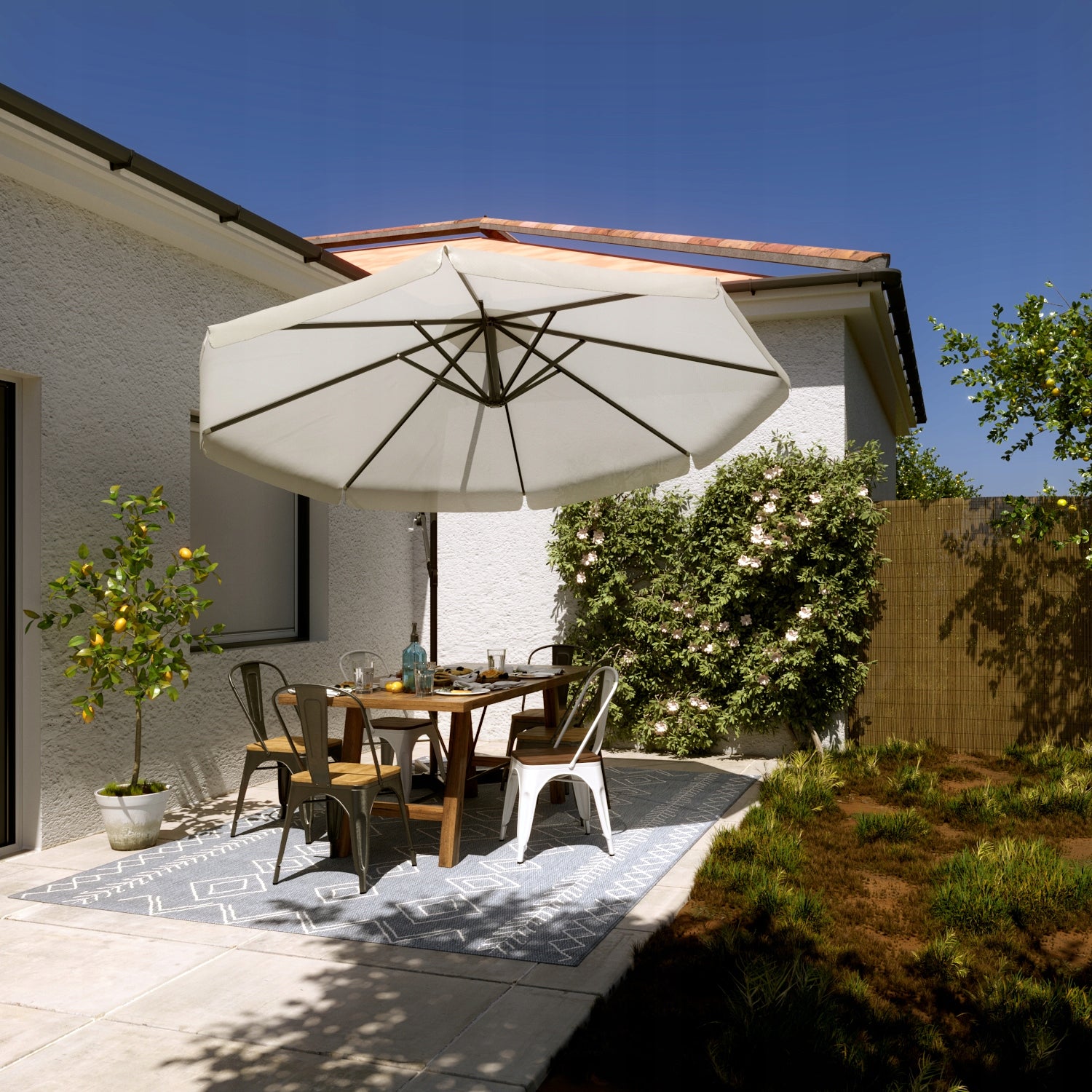 Large garden umbrella 300 cm foldable with boom and ECRU cover Manufacturer Domondo
