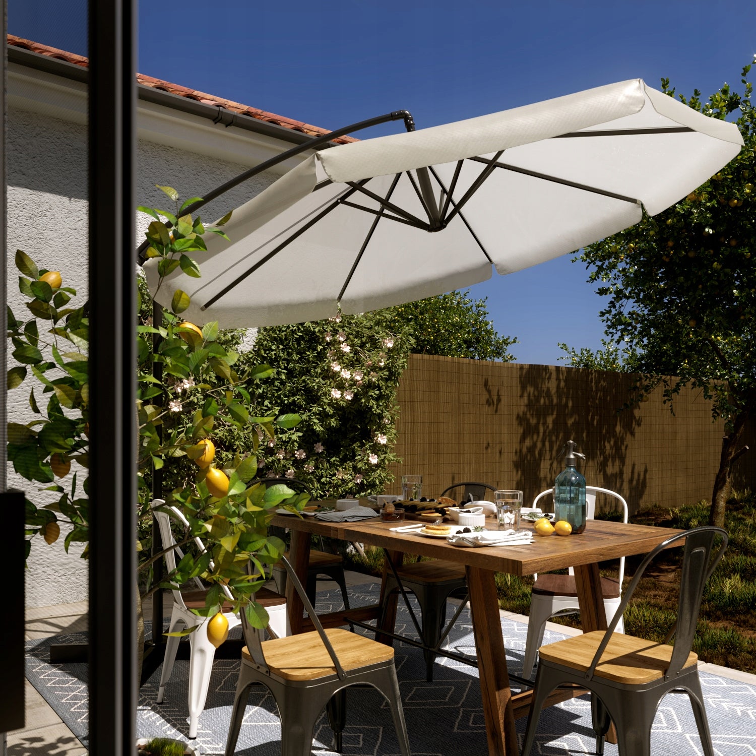 Large garden umbrella 300 cm foldable with boom and ECRU cover Manufacturer code 1000019309