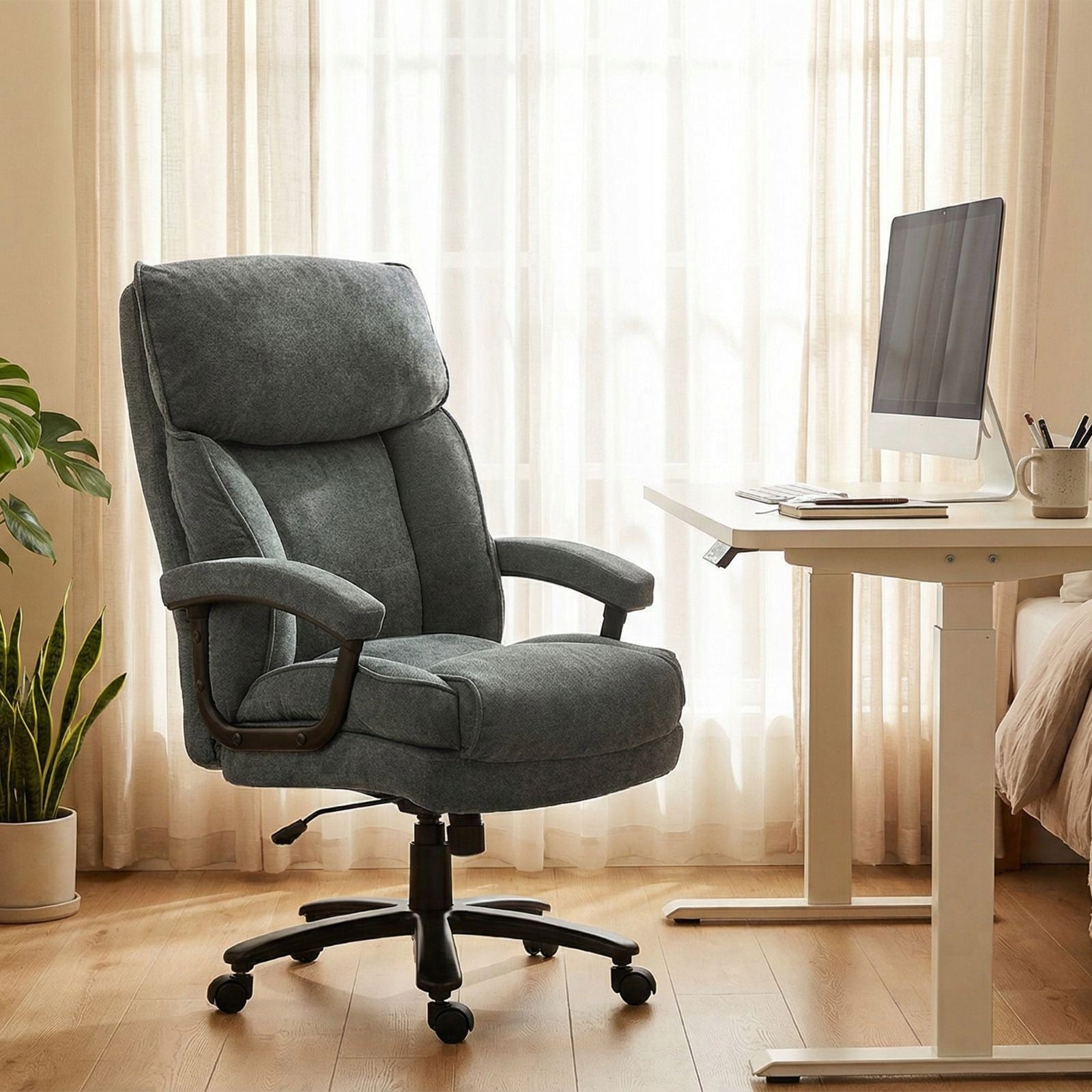Large high office chair, lifting capacity 200 kg, grey Brand no brand