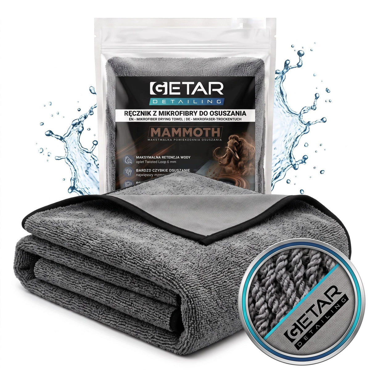 Large microfiber XXL towel for drying car paint 90x120cm 800g MAMMOTH