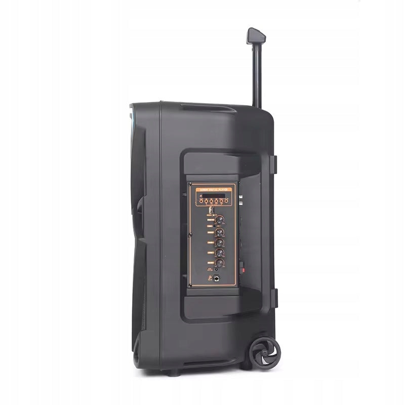 Large portable speaker, karaoke column with microphone, 52 cm Color black