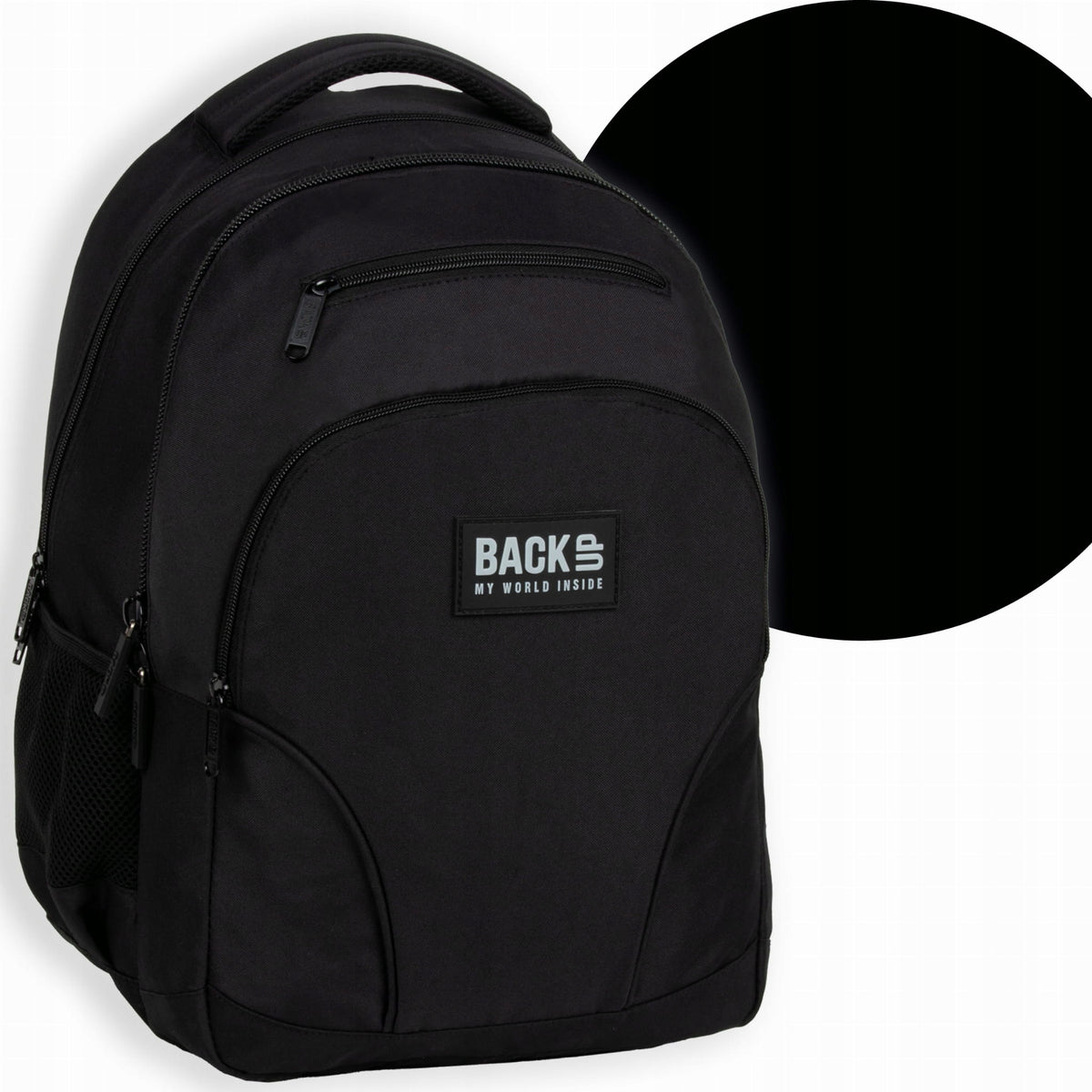 Large school backpack black 30L with organizer