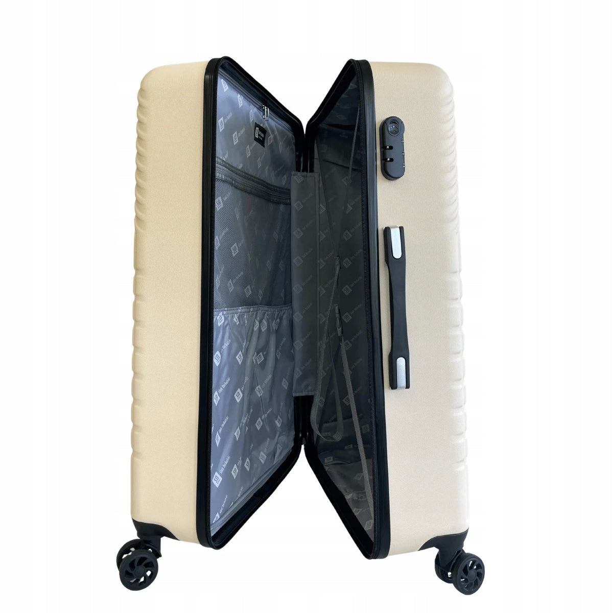 Large suitcase Słoń Torbalski ABS 76 cm beige hard on wheels travel Height 76 cm