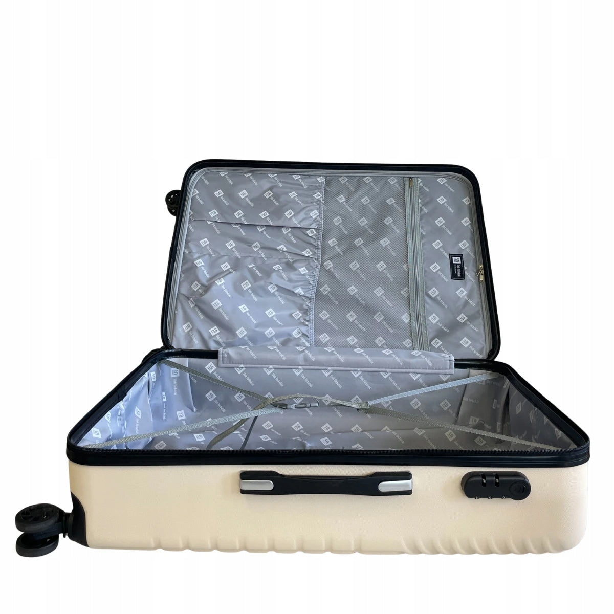 Large suitcase Słoń Torbalski ABS 76 cm beige hard on wheels travel Model DUŻA
