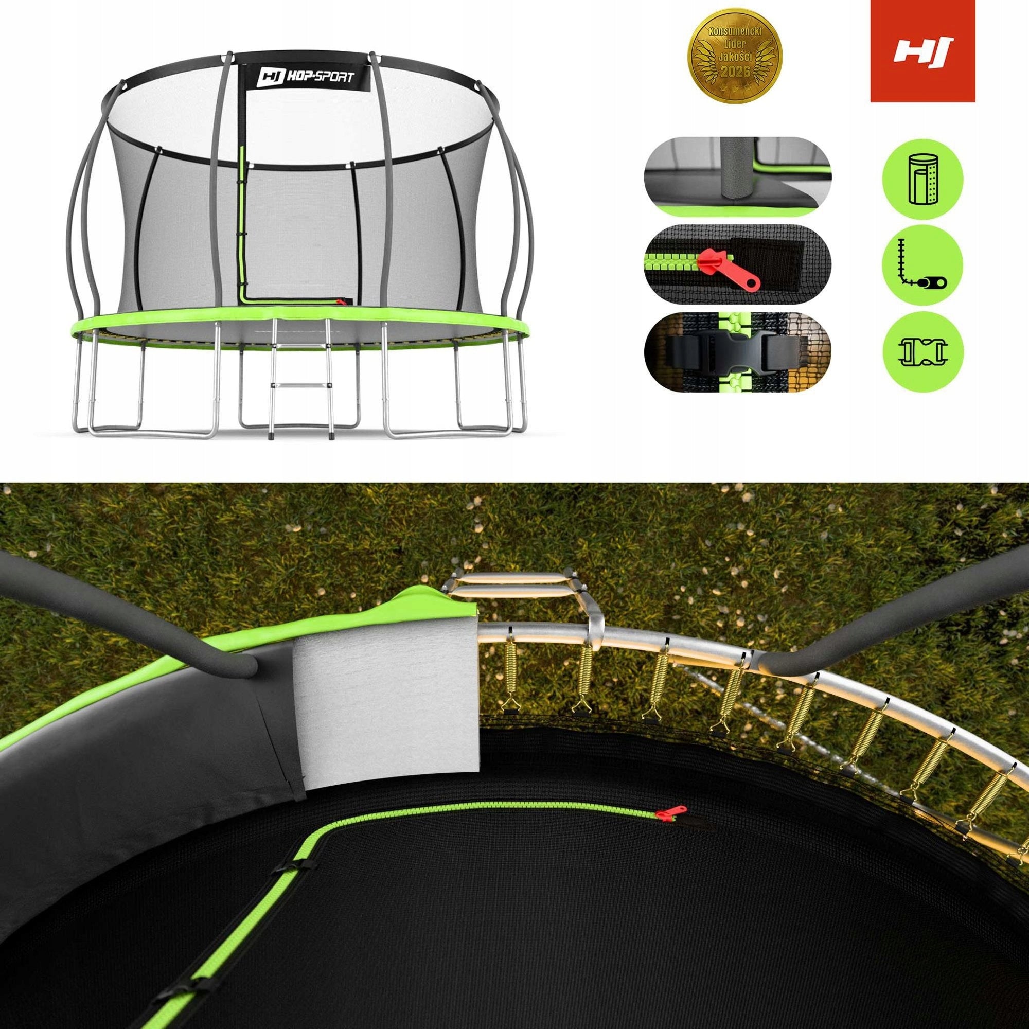 Large trampoline for children 12ft garden 366cm pumpkin ladder sturdy Brand Hop-Sport