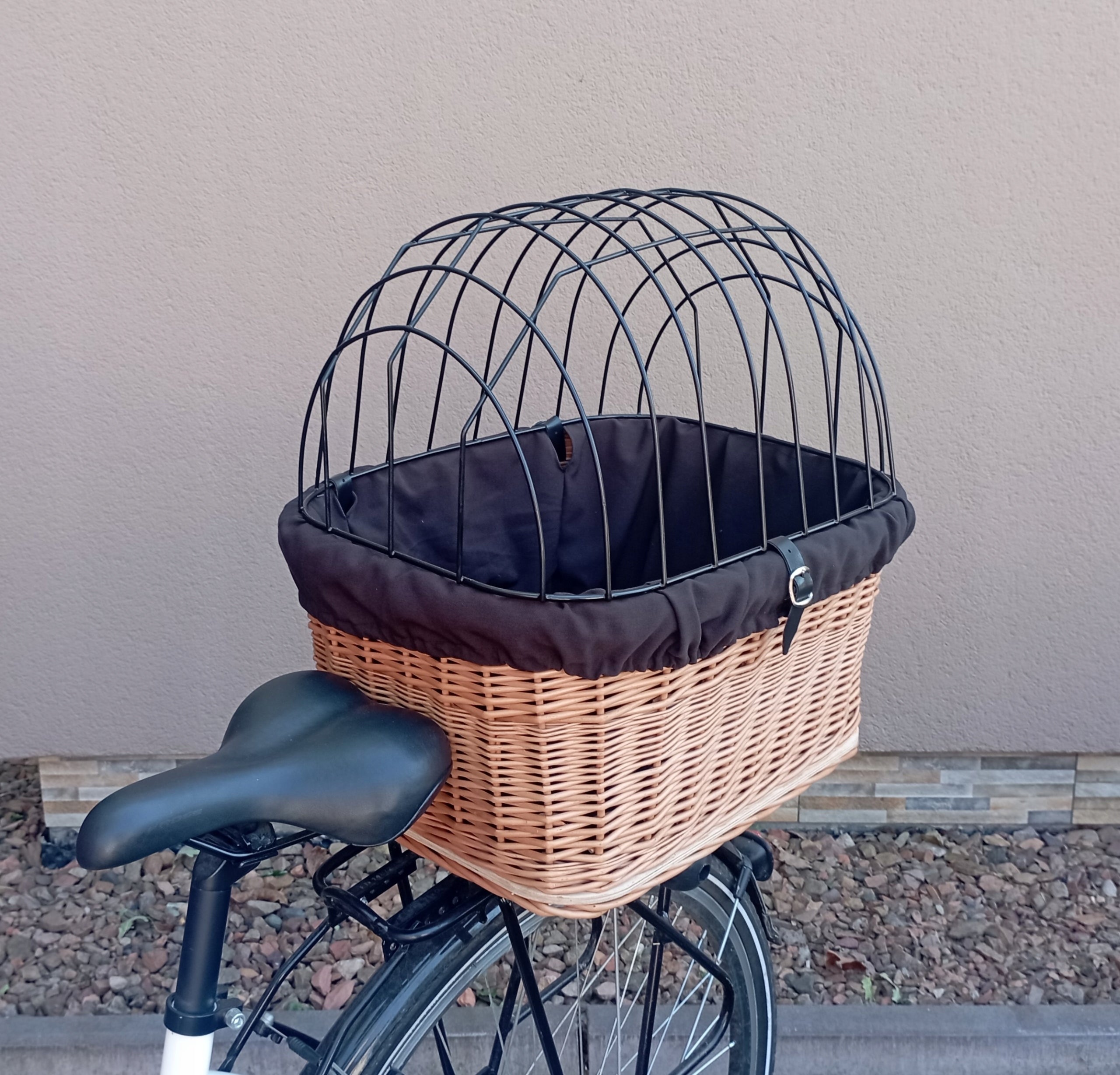 Large wicker basket bike basket Dog RACK +insert + Cushion Size XL