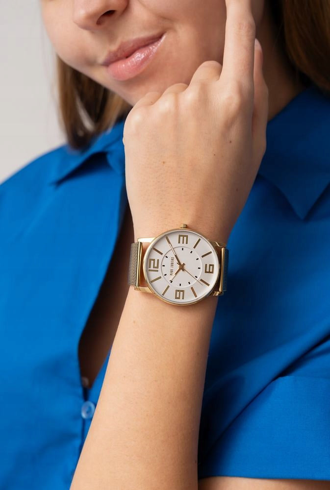 Large women's watch Paul Lorens DEBBY - clear dial with numbers + ENGRAVING EAN (GTIN) 5905258705767