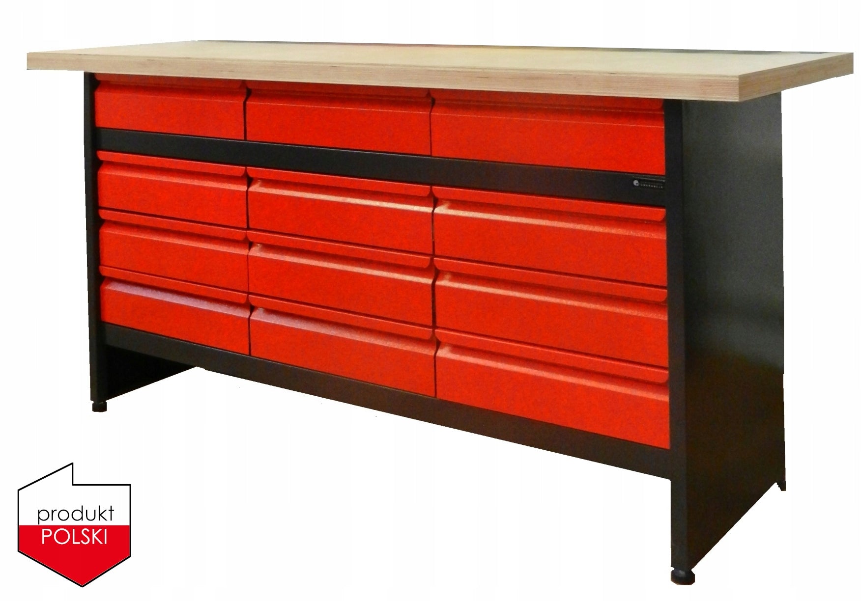 Large work workbench with 12 drawers, garage table Polish PRODUCT