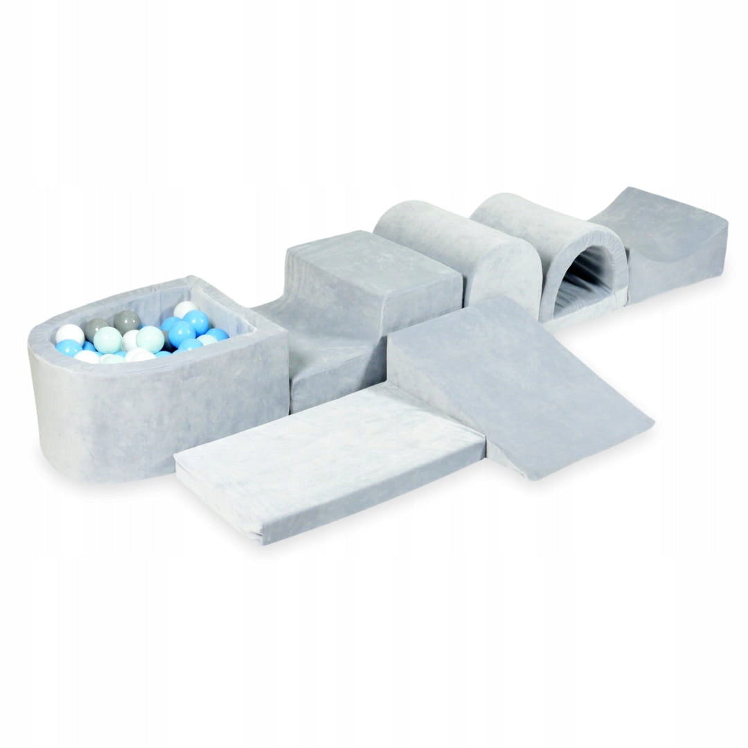 Largest foam square toys with pool micro Velvet light grey +100 balls