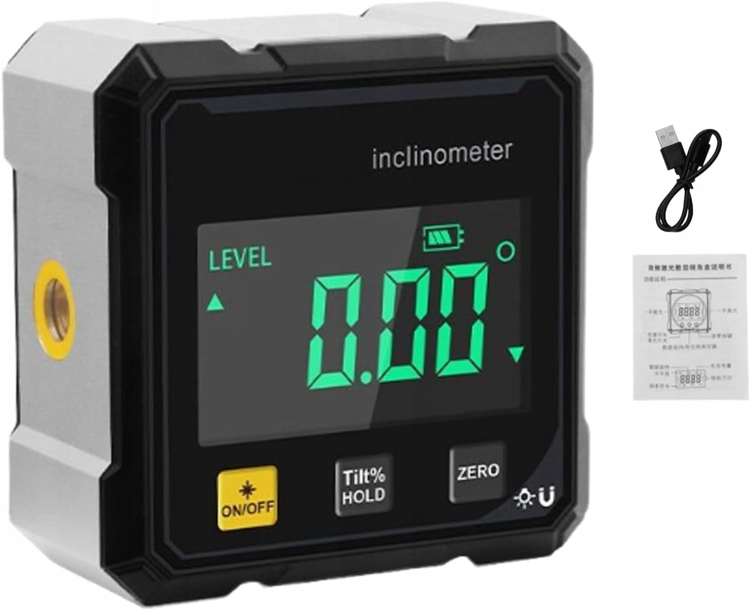 Laser Protractor Digital Inclinometer USB Rechargeable - Magnetic Measurement accuracy (+/- mm) 1