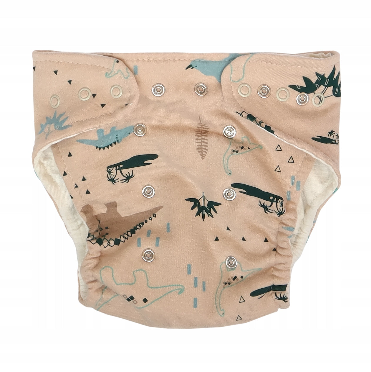 Látková plenka EKO sada - kalhotky + 2xplenka, Dinosaurus, 5-14kg, krémová