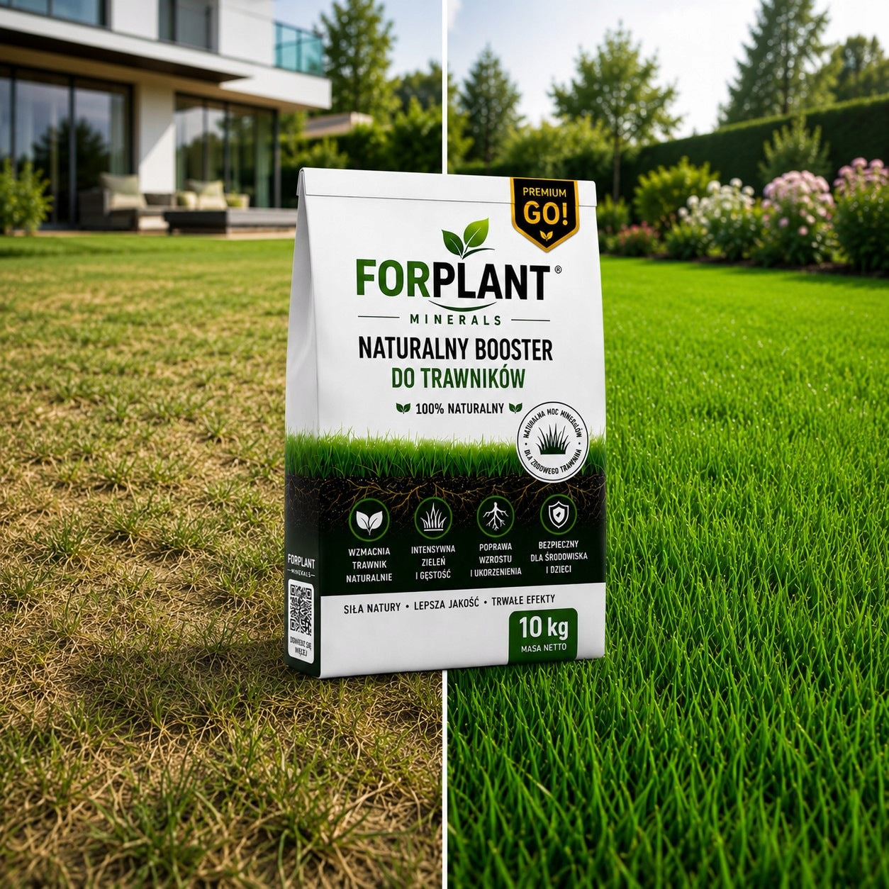 Lawn Fertilizer 10kg FORPLANT - Natural BOOSTER Powerful Premium Activator Manufacturer code Płyn Środek Preparat Trawy Mączka Azotowy Eco