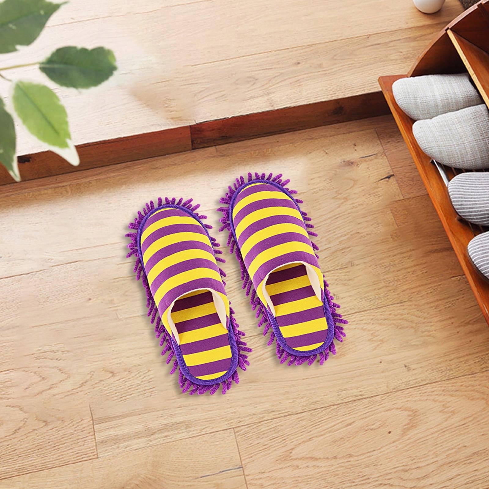 Lazy Mop Slippers Dusting Slippers Comfortable Reusable Microfiber Violet
