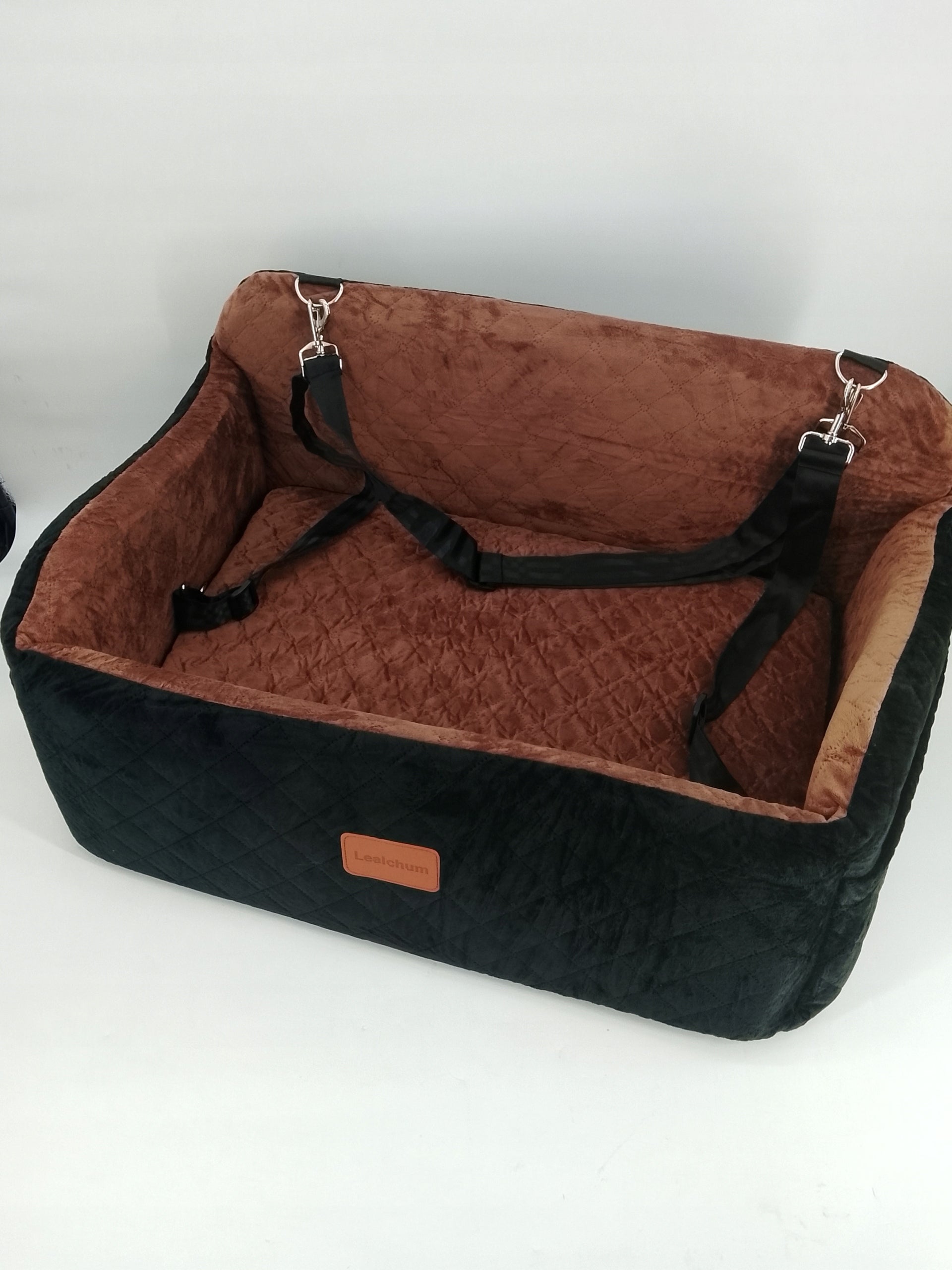 Lealchum Large Dog Car Seat, Black/Brown OUTLET Manufacturer code B0D2623RZG