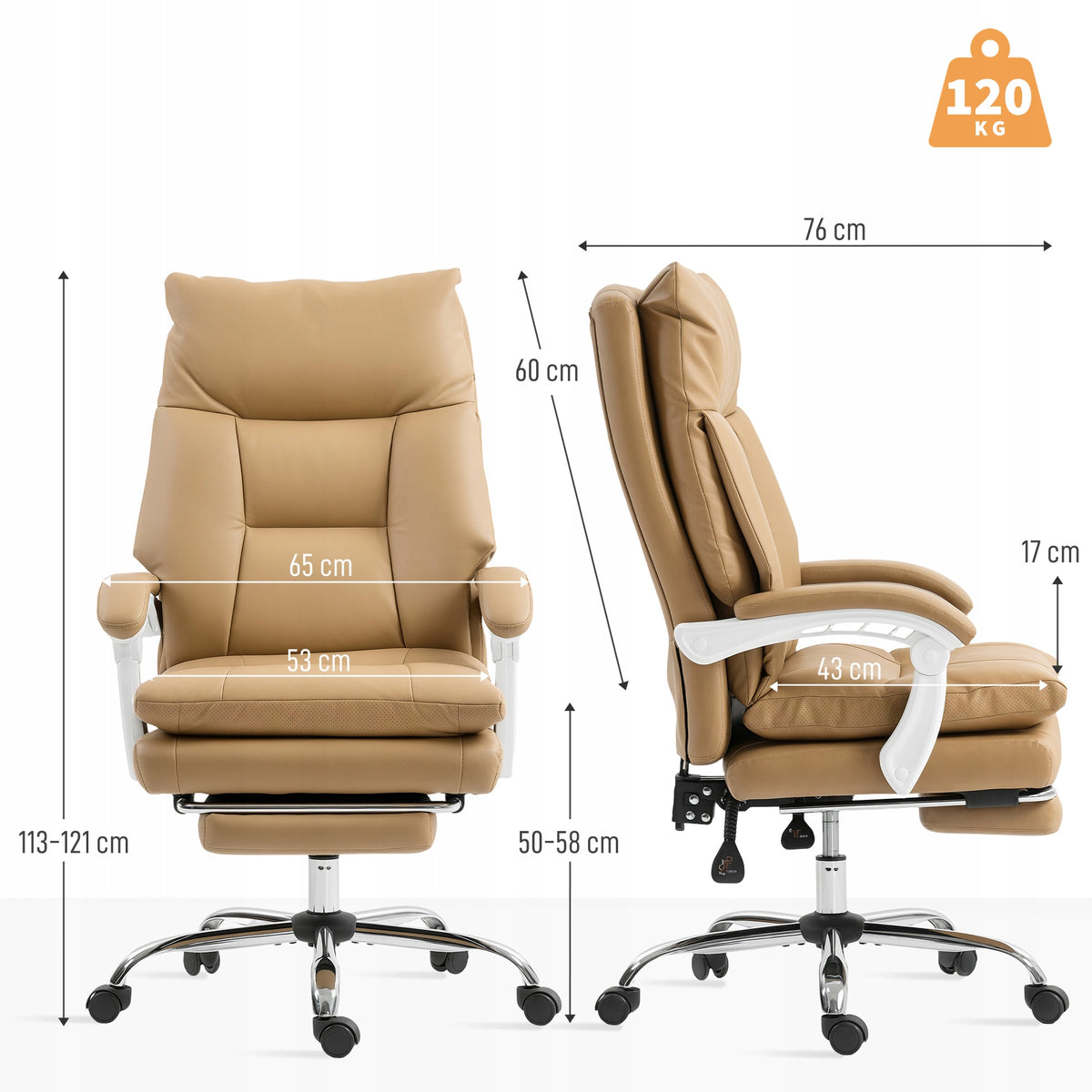 Leather Office Chair with Footrest, Adjustable, Swivel, Brown Manufacturer code 921-882V00LR