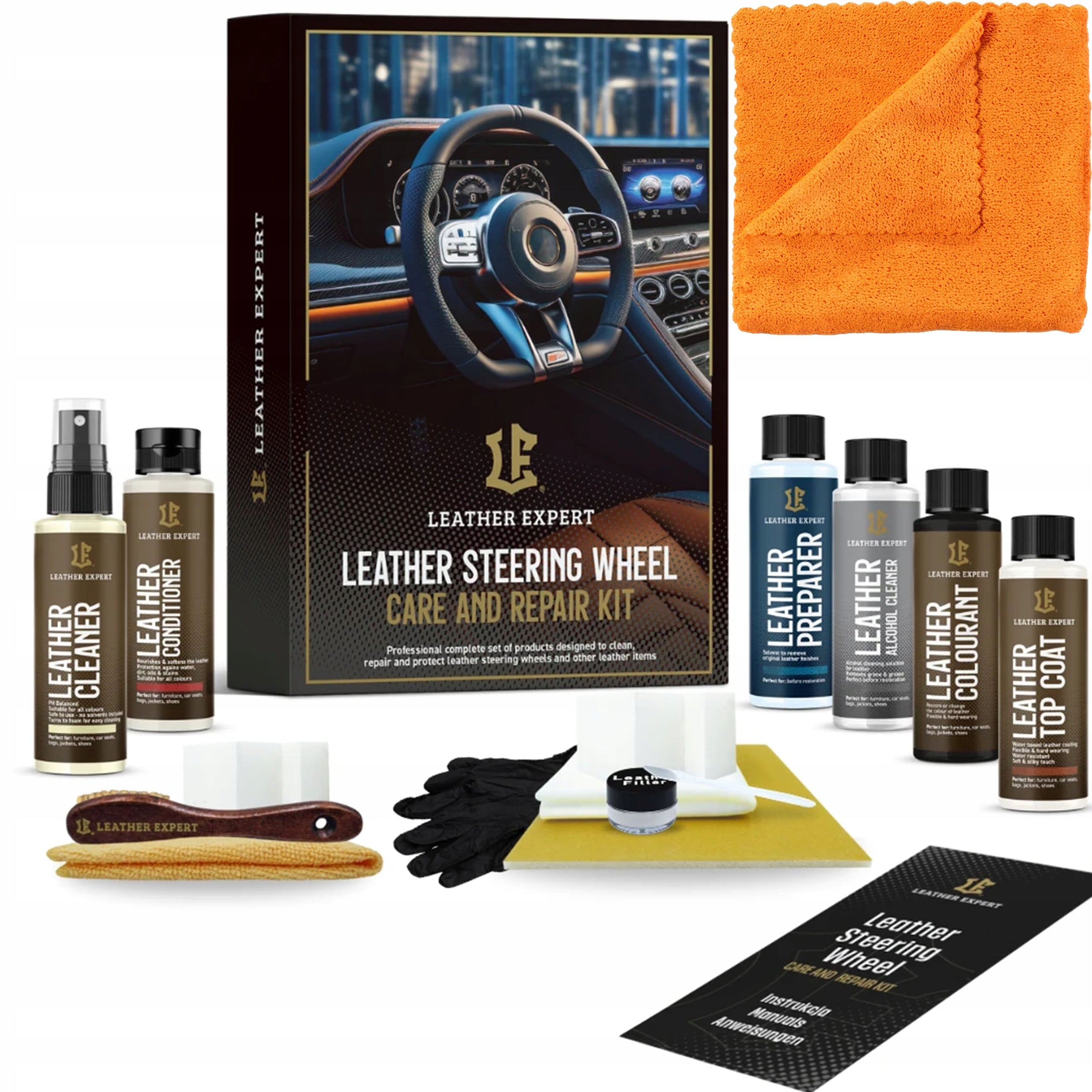 Leather Steering Wheel Renovation Kit 6x50ml Paint Spatulas Brush