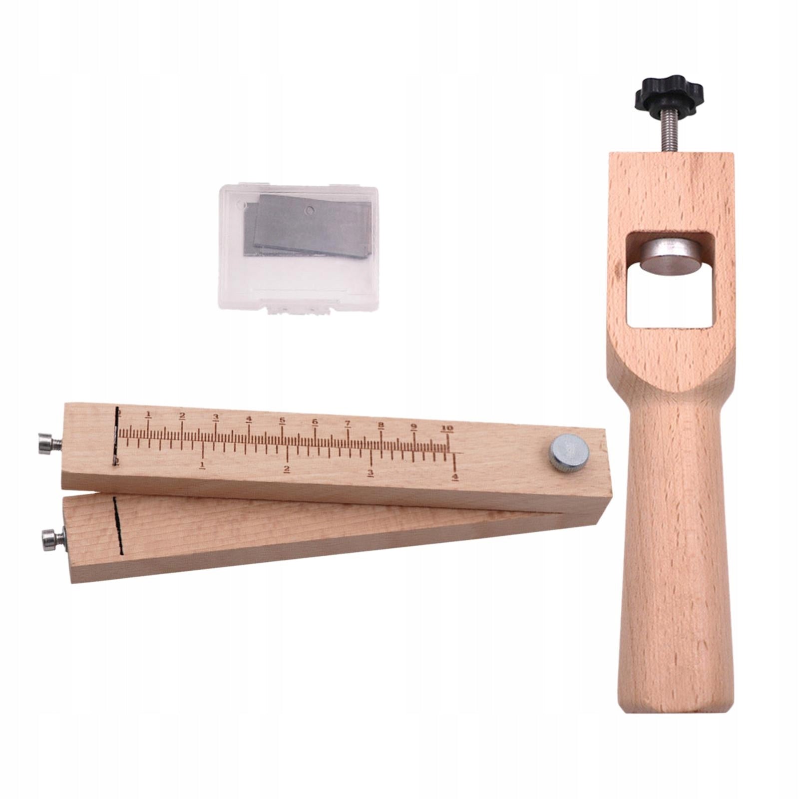 Leather Strap Cutter/ Adjustable with 5Pcs Blades Wooden Leather Craftool