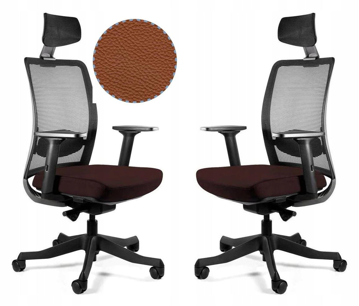 Leather Swivel Chair for Office - Chair Brown, Ergonomic Design