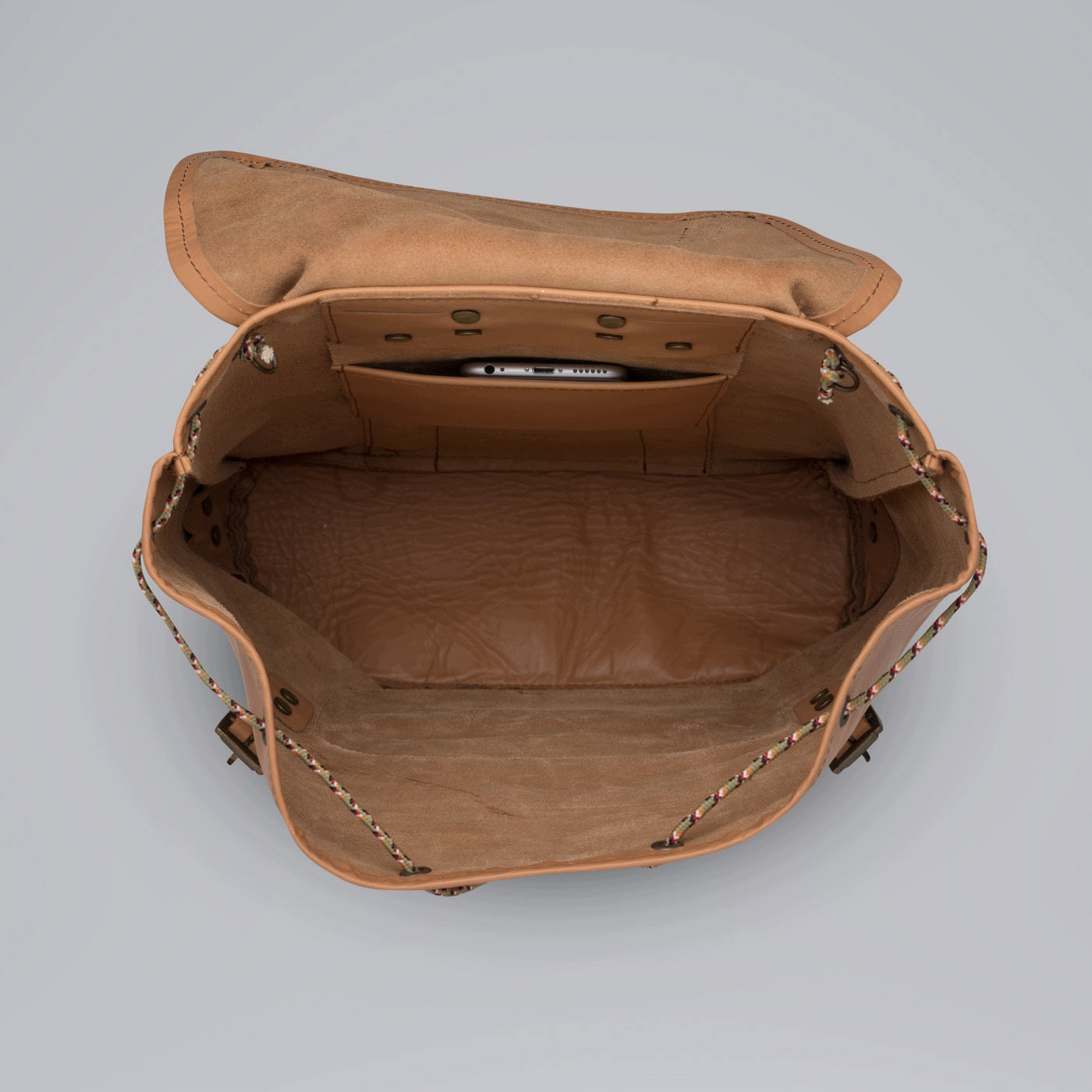 Leather backpack, Cream - 30 L Color multicolor