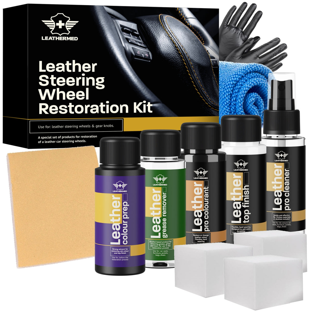 Leather repair kit renovation leather steering wheel paint 5x50ml