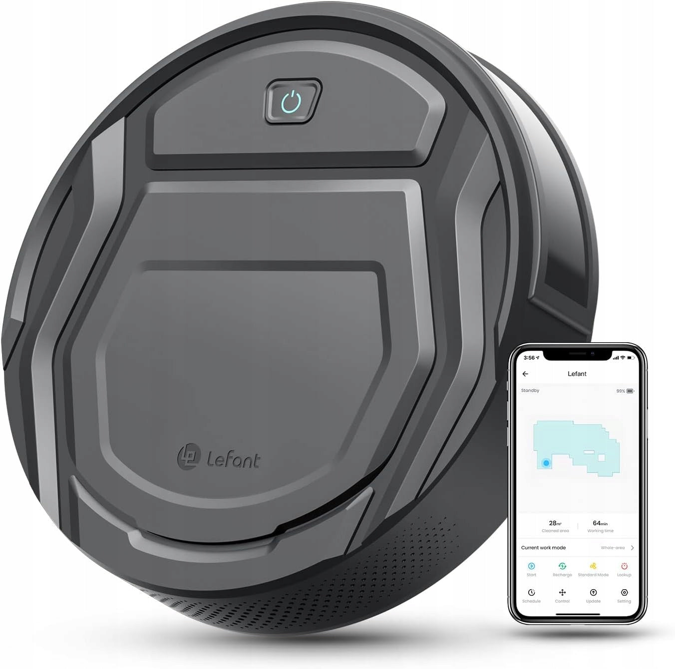 Lefant ROBOT VACUUM CLEANER 210P 2200Pa GREY WiFi 28x7.5cm QUIET