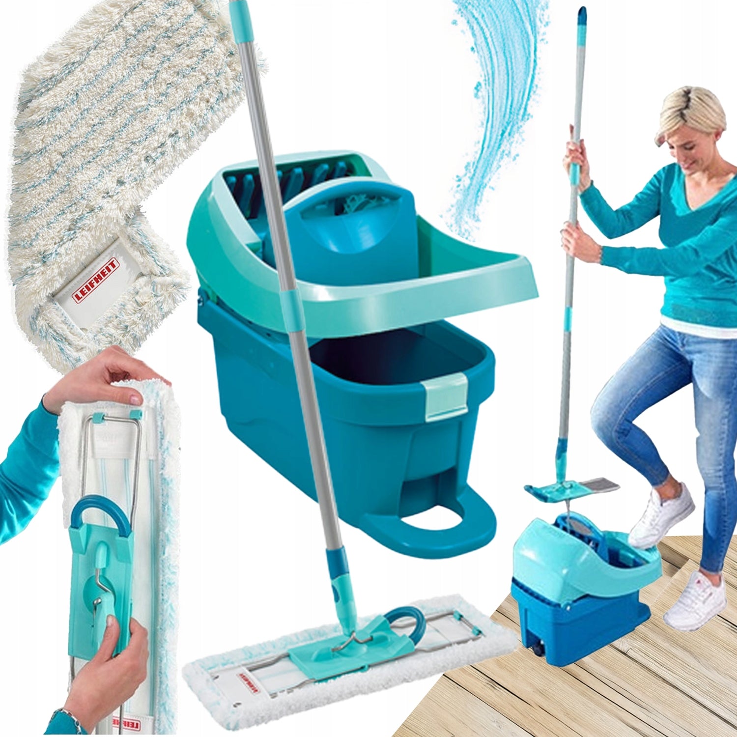 Leifheit Profi Mop Flat Mop with Bucket Flat Mop with Squeezer 42c Set Brand no brand