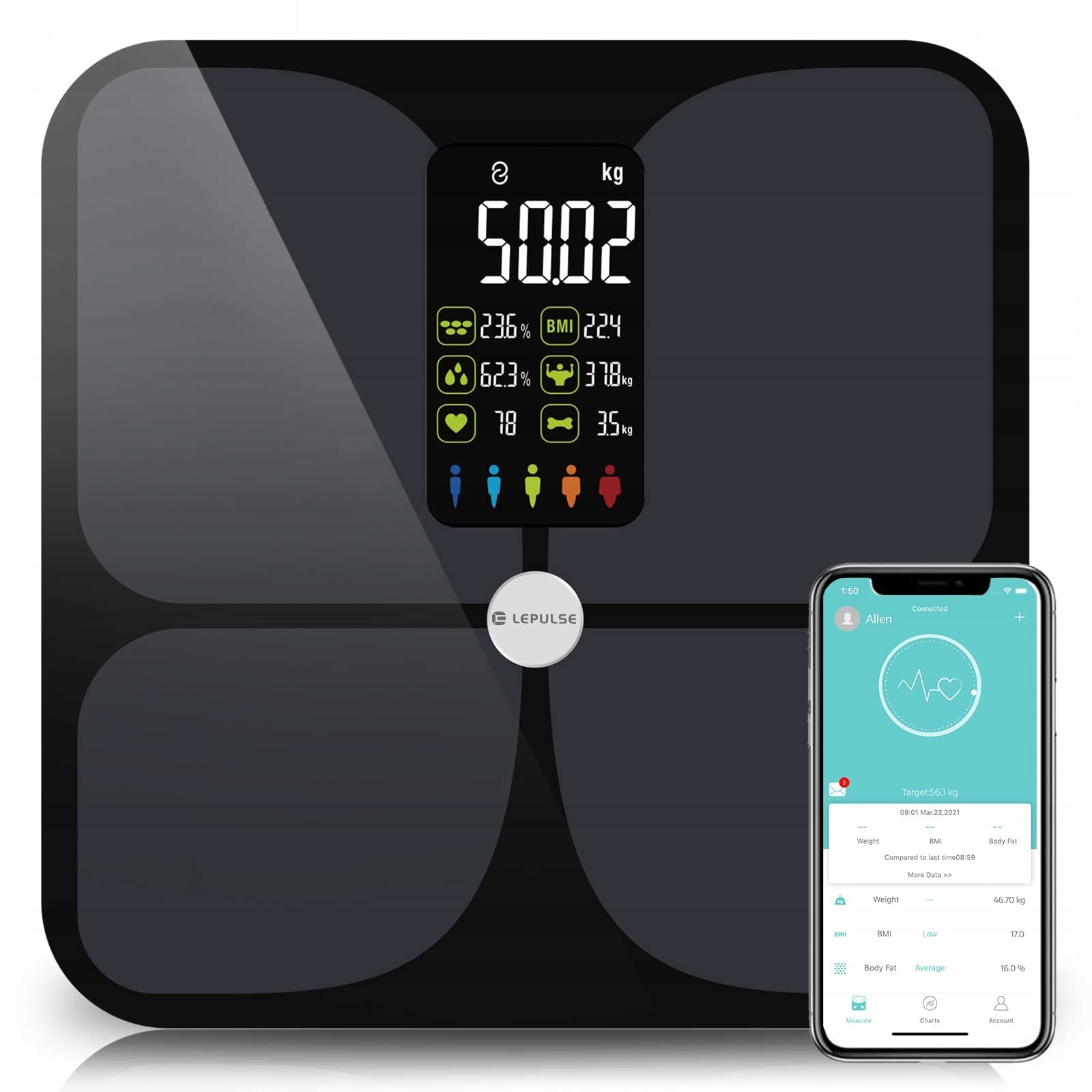 Lepulse FI2016LB Digital Bluetooth Scale with BMI Body Analysis
