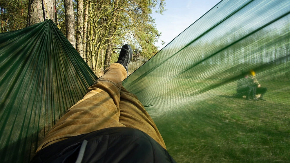 Lesovik - SUL Lightweight Hiking Hammock with SNEKA UL Forest Green Suspension Kind hammock without rod