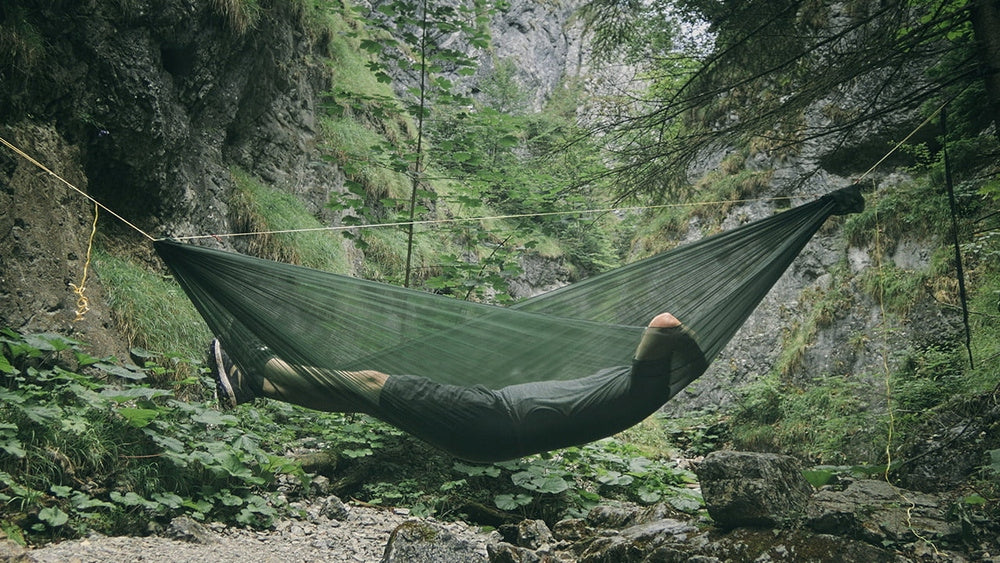 Lesovik - SUL Lightweight Hiking Hammock with SNEKA UL Forest Green Suspension Manufacturer Lesovik